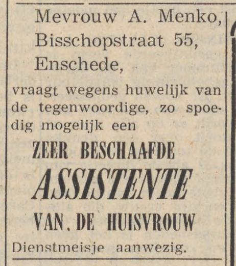 Bisschopstraat 55 A. Menko advertentie De Volkskrant 8-6-1957.jpg