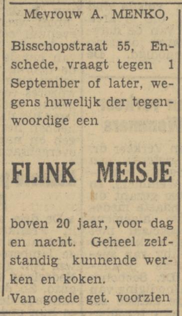 Bisschopstraat 55 A. Menko advertentie Tubantia 17-8-1951.jpg