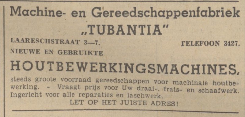 Laaresstraat 3-7 Machine- en Gereedschappenfbriek Tubantia advertentie Tubantia 18-9-1939.jpg