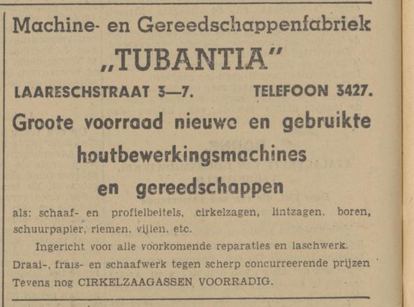 Laaresstraat 3-7 Machine- en Gereedschappenfbriek Tubantia advertentie Tubantia 28-10-1940.jpg