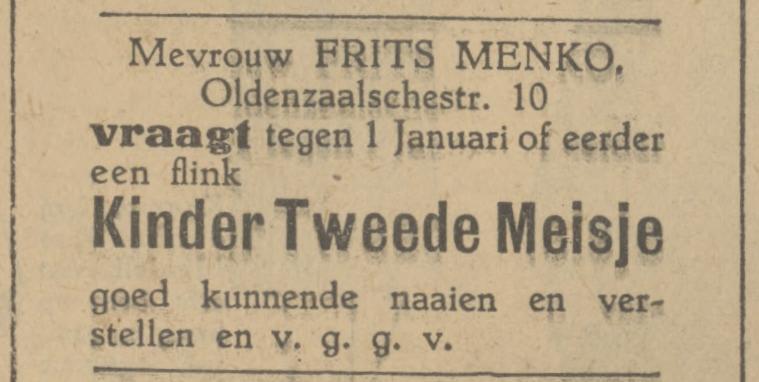 Oldenzaalsestraat 10 Frits Menko advertentie Tubantia 15-11-1927.jpg