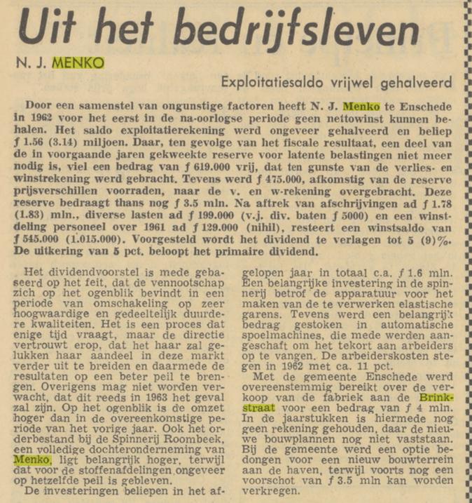 Brinkstraat N.J. Menko krantenbericht Algemeen Handelsblad 27-8-1963.jpg