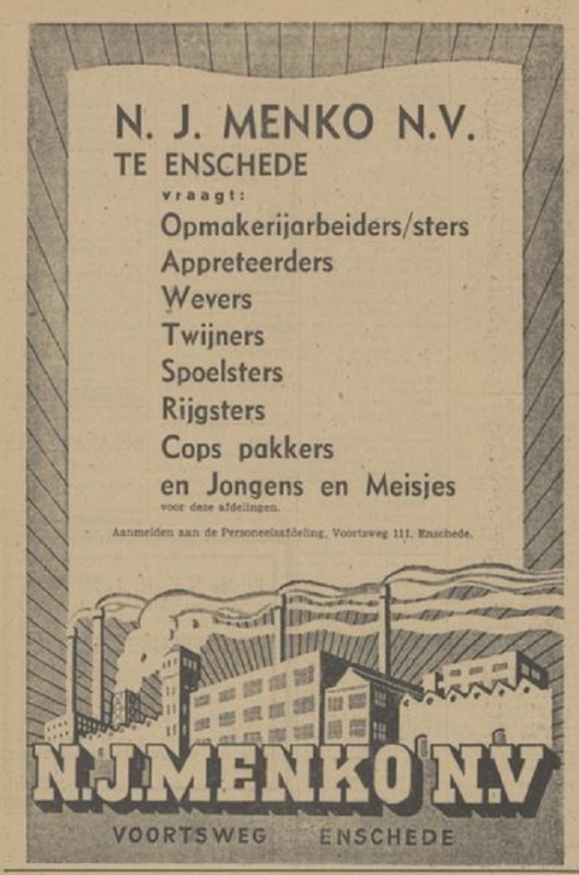 Voortsweg 111 N.J. Menko N.V. advertentie Tubantia 28-2-1948.jpg