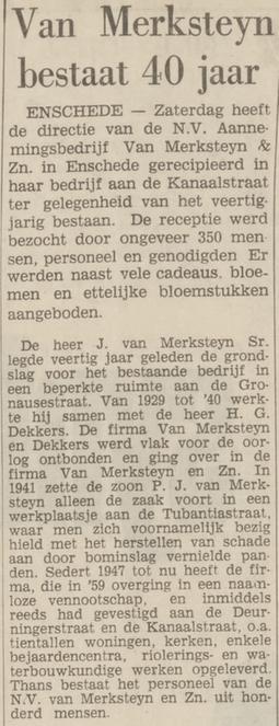 Deurningerstraat 350 Fa. Van Merksteyn & Zn. krantenbericht Tubantia 12-6-1967.jpg