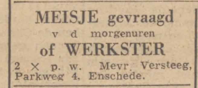 Parkweg 4 Mevr. Versteeg advertentie Trouw 20-12-1946.jpg