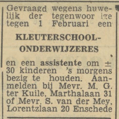 Lorentzlaan 20 S. van der Mey advertentie Tubantia 9-12-1946.jpg