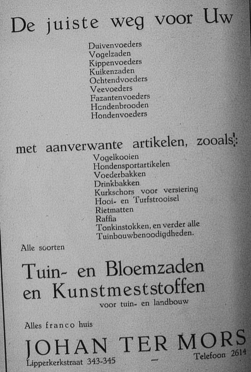 Lipperkerkstraat 343-345 dierenspeciaalzaak Johan ter Mors advertentie 1939.JPG
