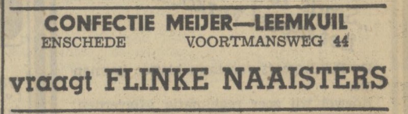 Voortmansweg 44 Confectie Meijer-Leemkuil advertentie Tubantia 20-3-1948.jpg