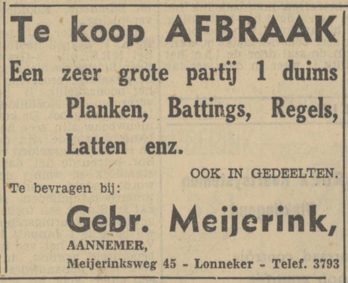 Meijerinksweg 45 Lonneker Gebr, Meijerink Aannemers advertentie Tubantia 1-2-1951.jpg