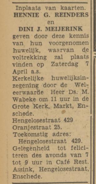 Oranjestraat 25 D.J. Meijerink advertentie Tubantia 2-4-1951.jpg