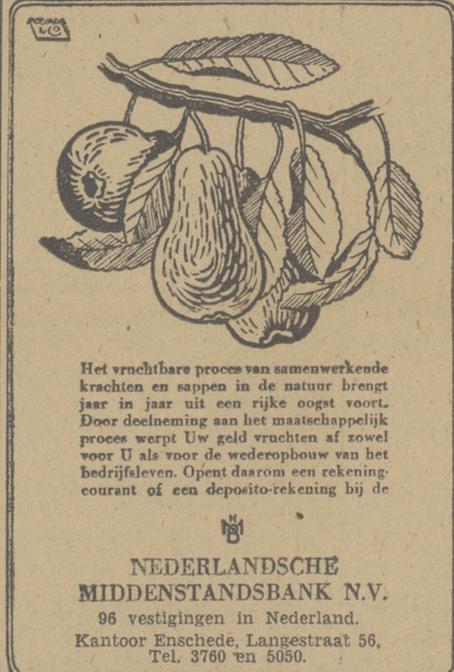 Langestraat 56 Nederlandsche Niddenstandsbank N.V. advertentie Tubantia 18-5-1948.jpg
