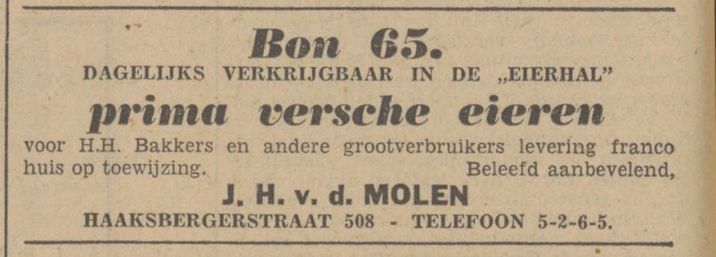 Haaksbergerstraat 508 J.H. v.d. Molen advertentie Tubantia 6-11-1940.jpg