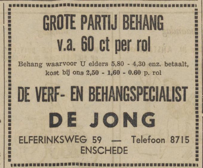 Elferinksweg 59 De Jong Behang- en Verfspecialist advertentie De Waarheid 8-7-1961.jpg