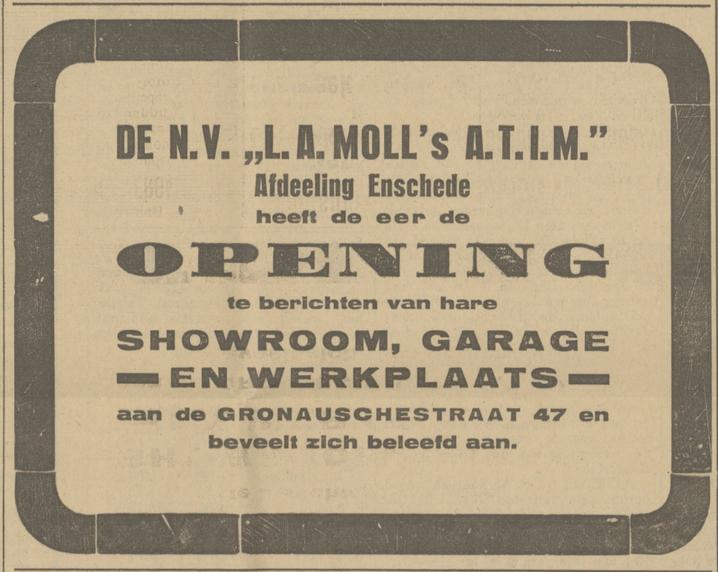 Gronausestraat 47 Garage Moll N.V. advertentie Tubantia 1-10-1923.jpg