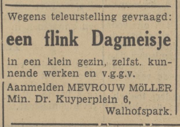 Minister Dr. Kuyperplein 6 Mevr. Möller advertentie Tubantia 18-11-1939.jpg