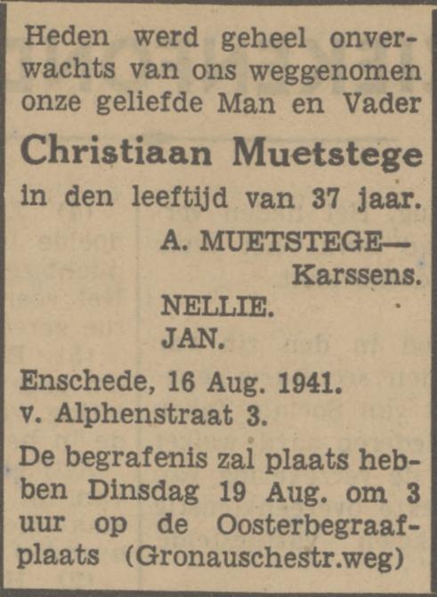 Van Alphenstraat 3 A. Muetstege advertentie Tubantia16-8-1941.jpg