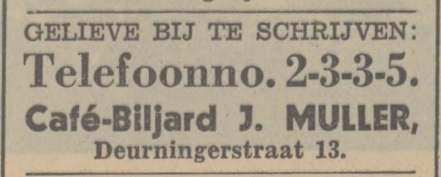 Deurningerstraat 13 cafe biljard J. Muller advertentie  Tubantia 6-5-1936.jpg