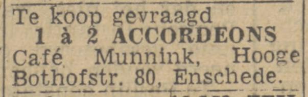 Hoge Bothofstraat 80 cafe Munnink advertentie Twentsch nieuwsblad 10-5-1943.jpg