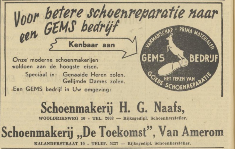 Wooldriksweg 10 schoenmakerij H.G. Naafs advertentie Tubantia 29-4-1950.jpg