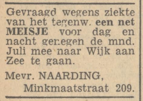 Minkmaatstraat 209 Mevr. Naarding advertentie Tubantia 18-6-1947.jpg