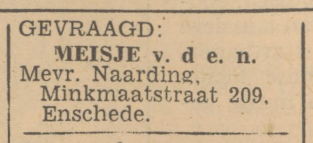 Minkmaatstraat 209 Mevr. Naarding advertentie Tubantia 4-8-1947.jpg