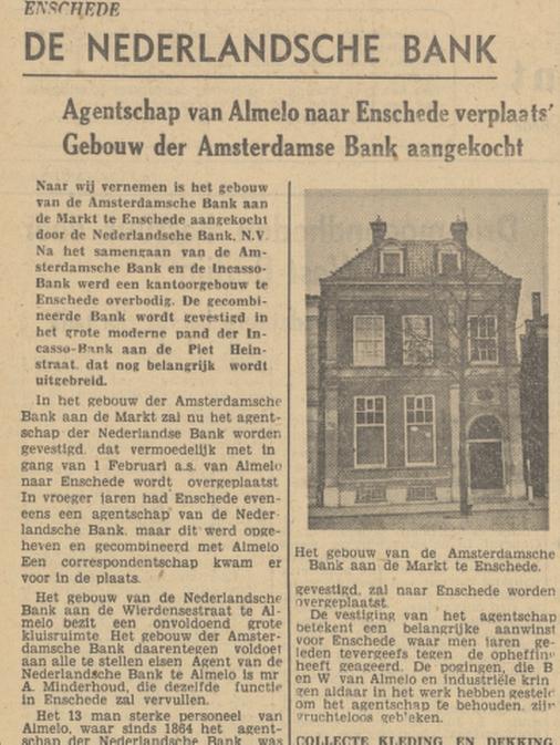 Markt 3 Agentschap De Nederlandsche Bank N.V. krantenbericht Tubantia 22-12-1948.jpg