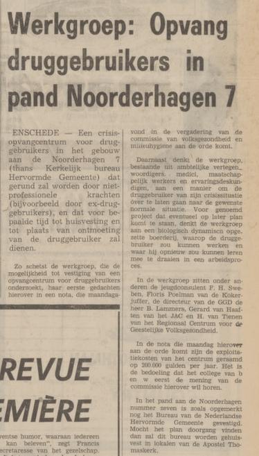 Noorderhagen 7 Nederlands Hervormde Gemeente Kerkelijk Bureau krantenbericht Tubantia 28-2-1975.jpg