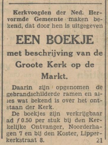 Lipperkerkstraat 8 koster Groote Kerk Nederlands Hervormde Gemeente advertentie Tubantia 1-4-1931.jpg