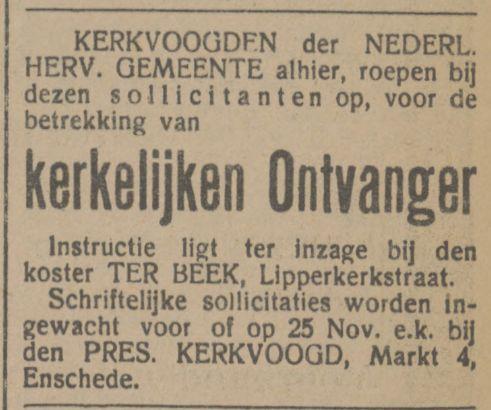 Lipperkerkstraat 8 koster ter Beek advertentie Tubantia 16-11-1914.jpg