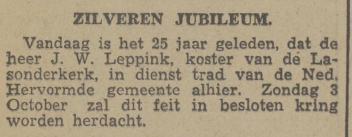 Dennenweg 135 J.W. Leppink koster Lasonderkerk krantenbericht Tubantia 1-10-1948.jpg