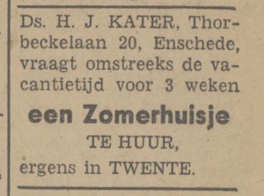 Thorbeckelaan 20 Ds. H.J. Kater advertentie Tubantia 9-2-1948.jpg