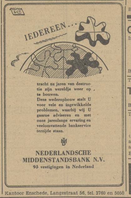 Langestraat 56 Nederlandsche Niddenstandsbank N.V. advertentie Tubantia 14-2-1948.jpg
