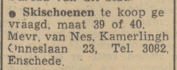 Kamerlingh Onneslaan 23 Mevr. van Nes advertentie Tubantia 15-1-1951.jpg