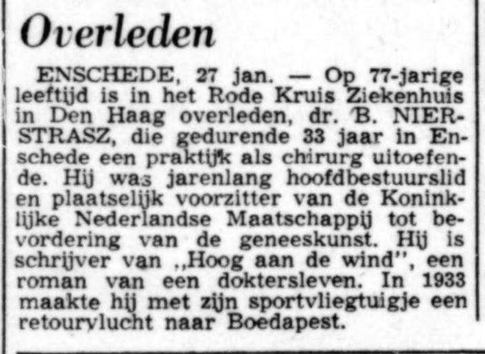 Dr. B. Nierstrasz overleden krantenbericht De Tijd 27-1-1965.jpg