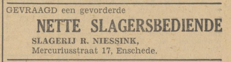 Mercuriusstraat 17 slagerij R. Niessink advertentie Tubantia 19-10-1948.jpg