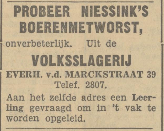 Everhardt van der Marckstraat 39 Volksslagerij W.G. Niessink advertentie Tubantia 30-3-1935.jpg