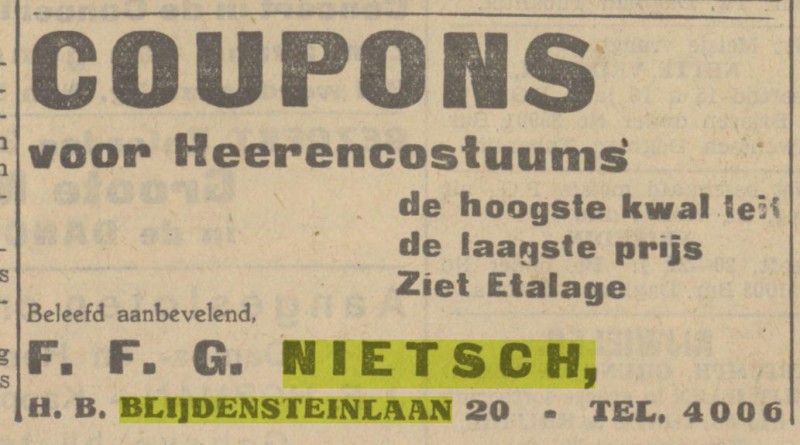 H.B. Blijdensteinlaan 20 F.F.G. Nietsch Advertentie. Twentsch dagblad Tubantia en Enschedesche courant. Enschede, 27-03-1935.jpg
