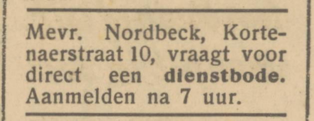 Kortenaerstraat 10 Mevr. Nordbeck advertentie Het Parool 26-9-1945.jpg