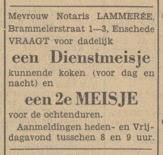 Brammelerstraat 1-3 Notaris Lammeree advertentie Tubantia 25-4-1935.jpg