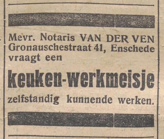Gronausestraat 41 Notaris Mr. Van Der Ven advertetnie Overijsselsch dagblad 21-2-1929.jpg
