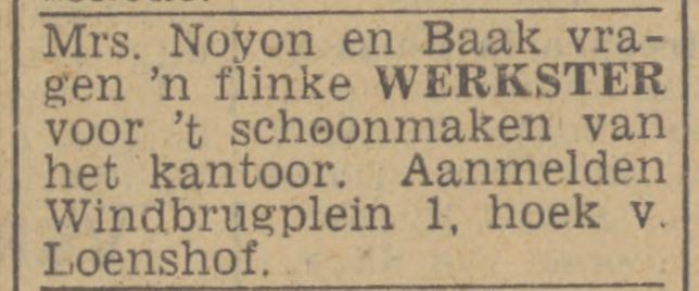Windbrugplein 1 hoek Van Loenshof Mrs. P.S. Noyon & J.M.J. Baak advertentie Twentsch nieuwsblad 11-9-1944.jpg
