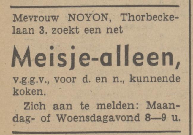 Thorbeckelaan 3 Mevr. Noyon advertentie Tubantia 28-4-1941.jpg