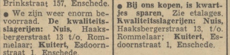 Haaksbergerstraat 13 slagerij Nuis advertentie Tubantia 7-12-1950.jpg