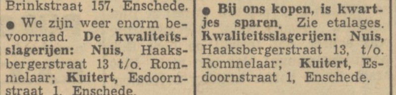 Haaksbergerstraat 13 slagerij Nuis advertentie Tubantia 7-12-1950.jpg