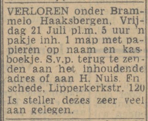 Lipperkerkstraat 120 H. Nuis advertentie Twentsch nieuwsblad 24-7-1944.jpg
