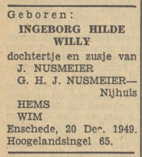 Hogelandsingel 65 J. Nusmeier advertentie Tubantia 21-12-1949.jpg