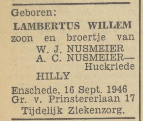 Groen van Prinstererlaan 17 J.W. Nusmeier advertentie Tubantia 17-9-1946.jpg