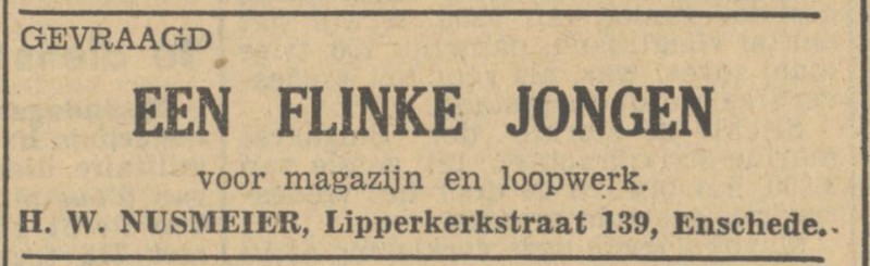 Lipperkerkstraat 139 H.W. Nusmeier advertentie Tubantia 7-12-1948.jpg
