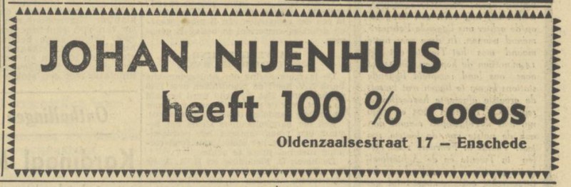 Oldenzaalsestraat 17 Johan Nijenhuis advertentie Tubantia 3-3-1950.jpg