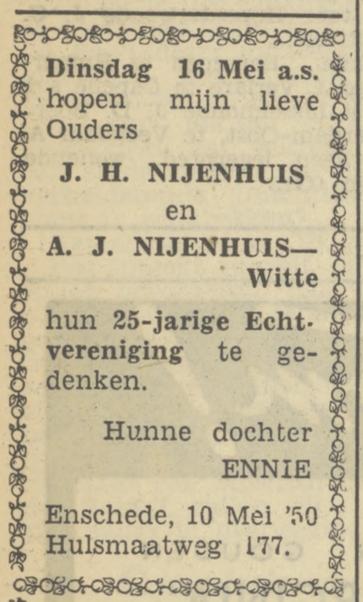 Hulsmaatweg 177 J.H. Nijenhuis advertentie Tubantia 10-5-1950.jpg